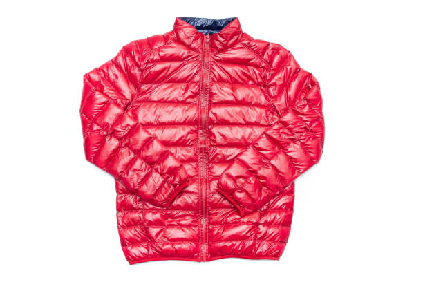istock Blue and red full zipper windbreaker down jacket, 1224947883