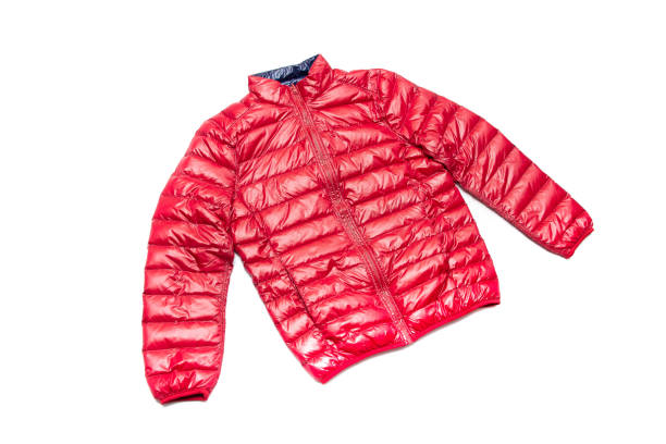istock Blue and red full zipper windbreaker down jacket, 1224947930