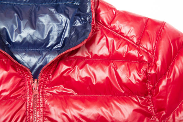istock Blue and red full zipper windbreaker down jacket, 1224948058
