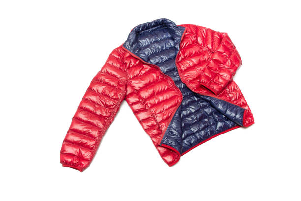 istock Blue and red full zipper windbreaker down jacket, 1224948092