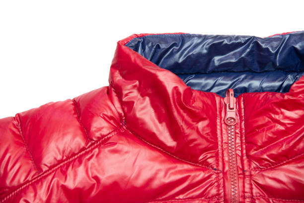 istock Blue and red full zipper windbreaker down jacket, 1224948161
