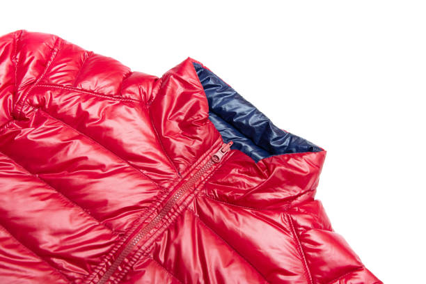 istock Blue and red full zipper windbreaker down jacket, 1224948229