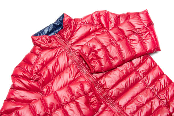 istock Blue and red full zipper windbreaker down jacket, 1224948817