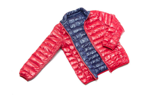 istock Blue and red full zipper windbreaker down jacket, 1224948844