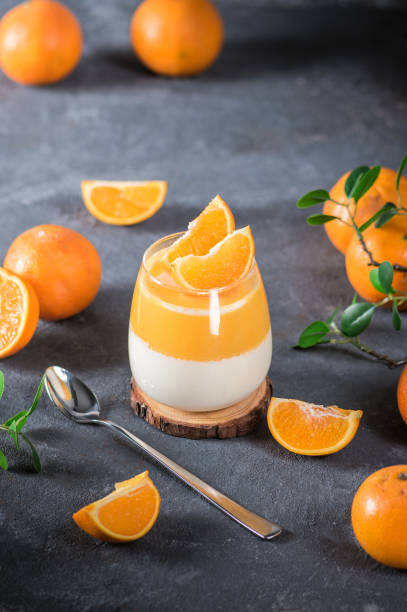 istock Panna cotta dessert with fresh oranges 1224950469