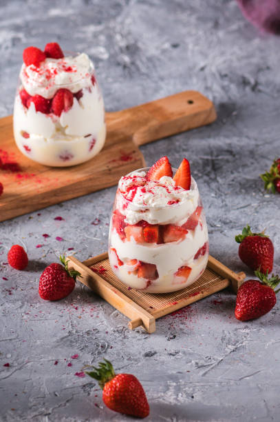istock Layered dessert with strawberry and cream cheese 1224950557