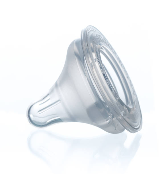 istock Transparent baby bottle nipple isolated on white 1224951388