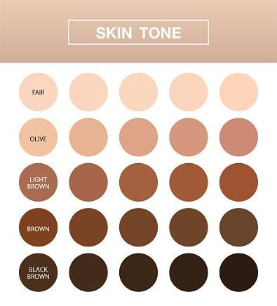 skin tone infographic, Color table chart ,  beauty human index, vector design.