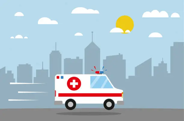 Vector illustration of Ambulance flat design