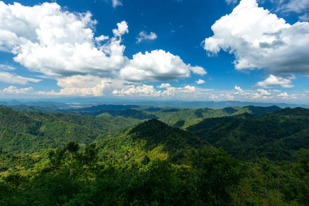 istock Beautiful landscape green mountain forest with clouds in blue sky 1224963146
