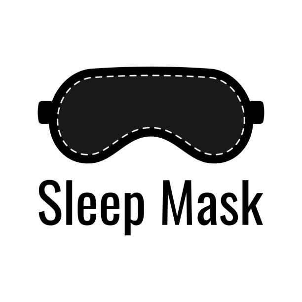 ilustraciones, imágenes clip art, dibujos animados e iconos de stock de logotipo de máscara de sueño con ojos negros aislado sobre fondo blanco. - venda de ojos