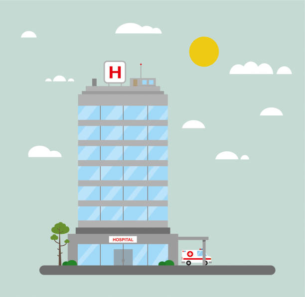 bildbanksillustrationer, clip art samt tecknat material och ikoner med sjukhus platt design - modern hospital