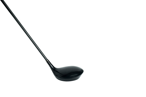 Black golf club isolated on white background with clipping paths for graphic design. Ready for golf in the first short. Sports that people around the world play during the holidays for health.