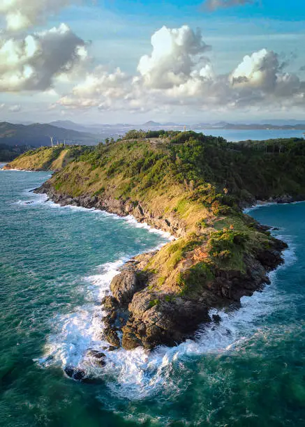 Photo of Top View Tropical Island , Aerial view of Promthep Cape Phuket, Thailand