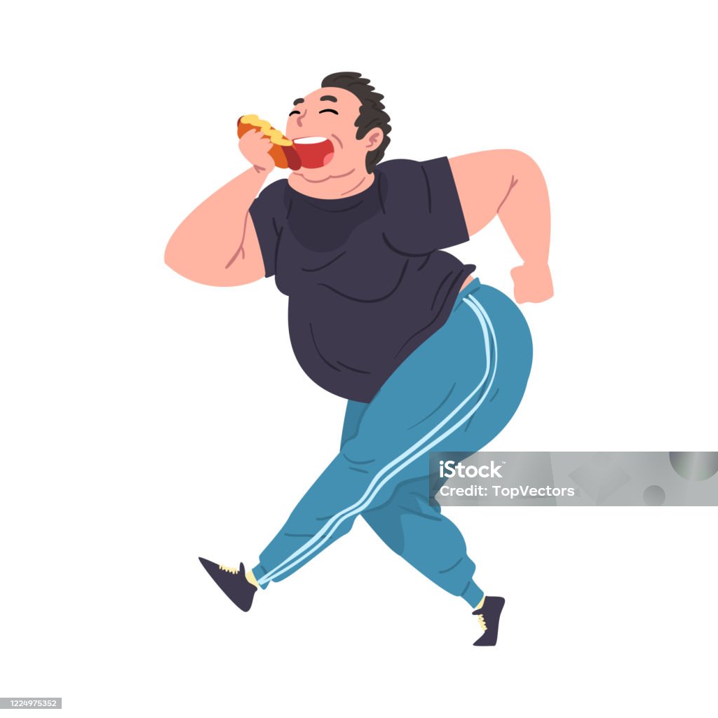 Người Đàn Ông Béo Hài Hước Hạnh Phúc Ăn Hotdog Anh Chàng Béo Phì ...