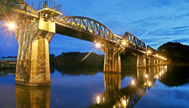 istock Bridge over the river Kwai at sunset. 1224975695