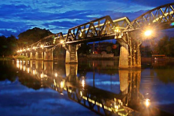 istock Bridge over the river Kwai at sunset. 1224975713