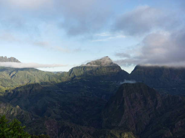 istock Viewpoint on Salazie with light and shadow effects on the mountains 1224977753