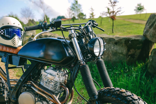 istock Custom motorcycle parked on the road 1224979994