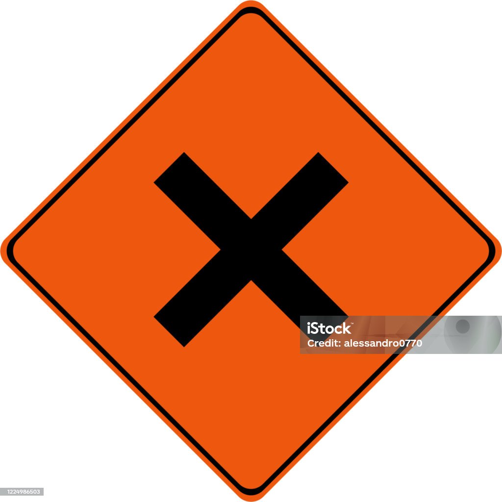 Intersection Warning Icon Warning Sign With Intersection Symbol Stock Illustration - Download ...