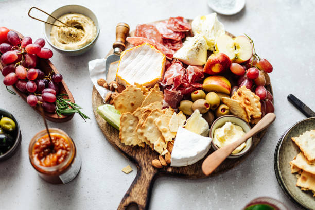 istock High angle view of fresh meze platter on table 1224986685