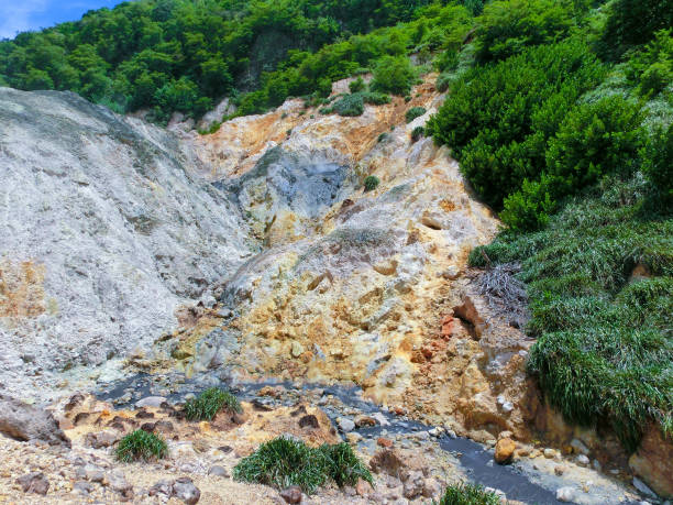 スーフリエール・セントルシア近くのサルファースプリングスドライブイン火山の眺め - st lucia antilles eco tourism tourism ストックフォトと画像