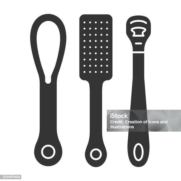 Pedicure Instruments Black Glyph Icon Tools Foot File Scrubber Shaver Hard  Skin Remover Feet Care Nail