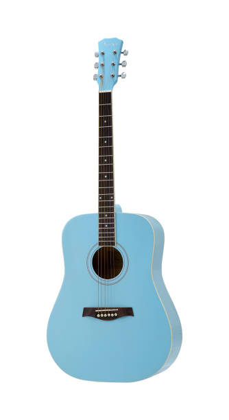 istock Blue Acoustic Folk Guitar, String Music Instrument Isolated on White background 1224997629