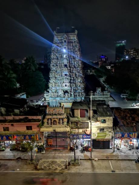 Night view Hindu temple in Colombo sri lanka skyline stock pictures, royalty-free photos & images