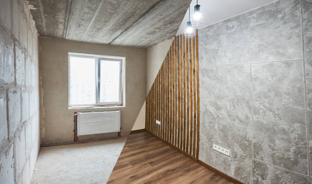 istock Apartment room before and after refurbishment. 1225010083