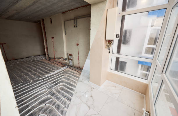 istock Apartment with large window before and after renovation. 1225010109