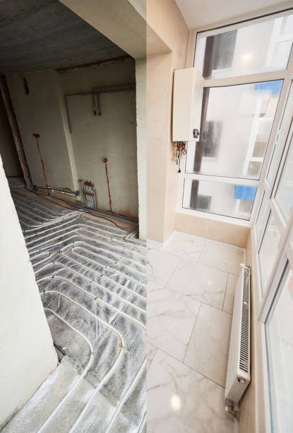 istock Room with large window before and after restoration. 1225010119