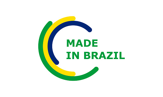 made in brazil, rounded rectangles vector logo on white background