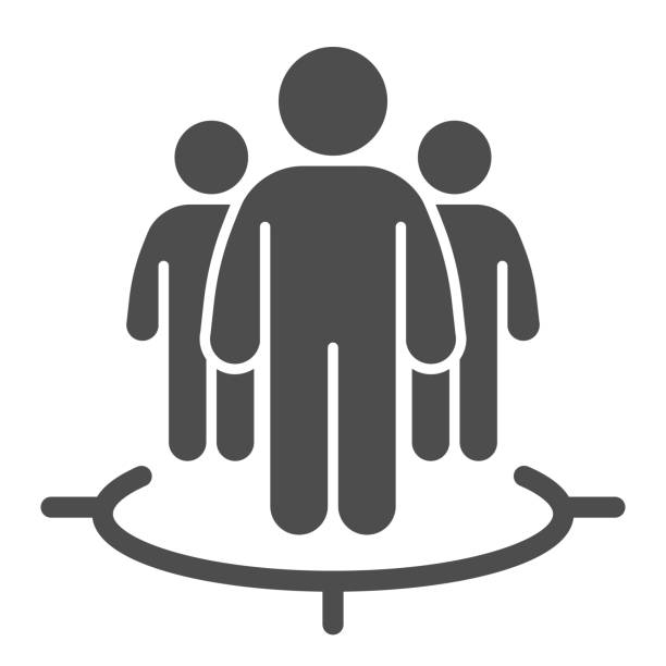 Human target team solid icon. Focus group and target audience symbol, glyph style pictogram on white background. Marketing targeting sign for mobile concept and web design. Vector graphics. Human target team solid icon. Focus group and target audience symbol, glyph style pictogram on white background. Marketing targeting sign for mobile concept and web design. Vector graphics customer stock illustrations