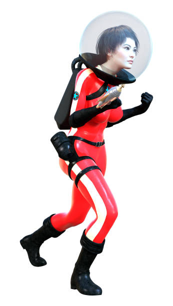 istock 3D illustration astronaut woman on white 1225021549