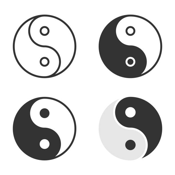 ilustraciones, imágenes clip art, dibujos animados e iconos de stock de yin yang icon set vector design. - yin yang symbol illustrations