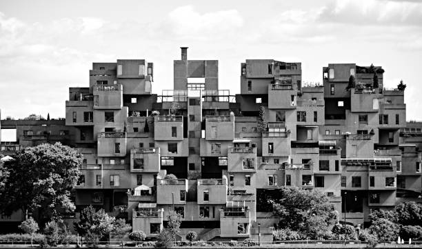 Cube-shaped housing. stock photo
