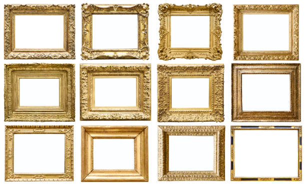 Set of Golden Vintage Frame isolated on white background (All clipping paths included)