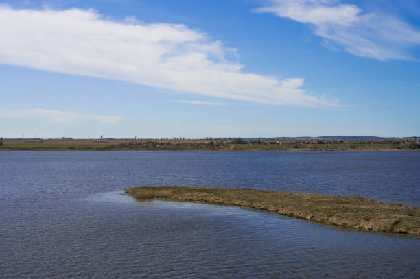 istock blue river with trees against the blue sky 1225026619