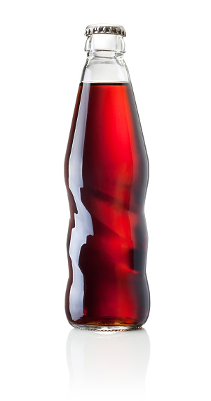 Bottle of sweet carbonated drink with cover isolated on a white background