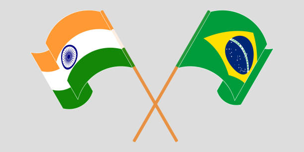 ブラジルとインドの旗を振って渡る - hindustani点のイラスト素材／クリップアート素材／マンガ素材／アイコン素材