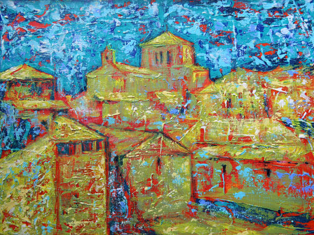 istock Abstract art painting of the old city 1225028337