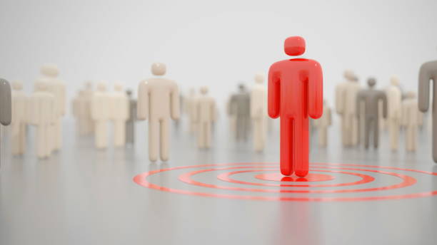 istock Infected person amid a large crowd in a public space. Digital 3D render concept. 1225028625