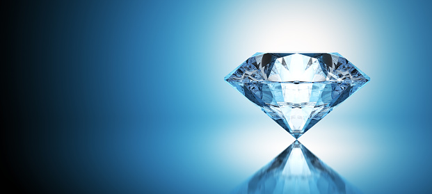 Diamond On The Blue background. 3D Render