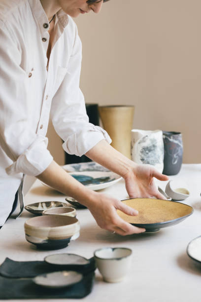 istock Handmade Ceramic Dishware at Gallery, on Sale 1225029911