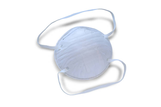 Respirator mask type n95 for breathing protection isolated over white background.