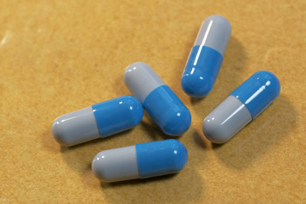 istock Blue gelatin soluble capsules 1225031294