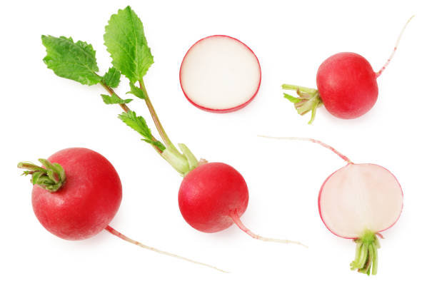 istock fresh radish with slices isolated on white background. top view 1225033188
