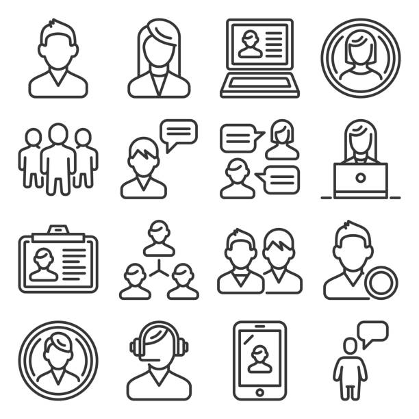 ilustrações de stock, clip art, desenhos animados e ícones de users and people icons set on white background. line style vector - people director editorial computer icon