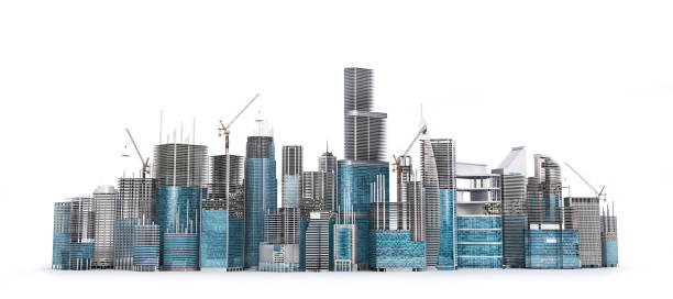 istock line from skyscrapers in building process. City skyline isolated on a white. 3d illustration 1225034631